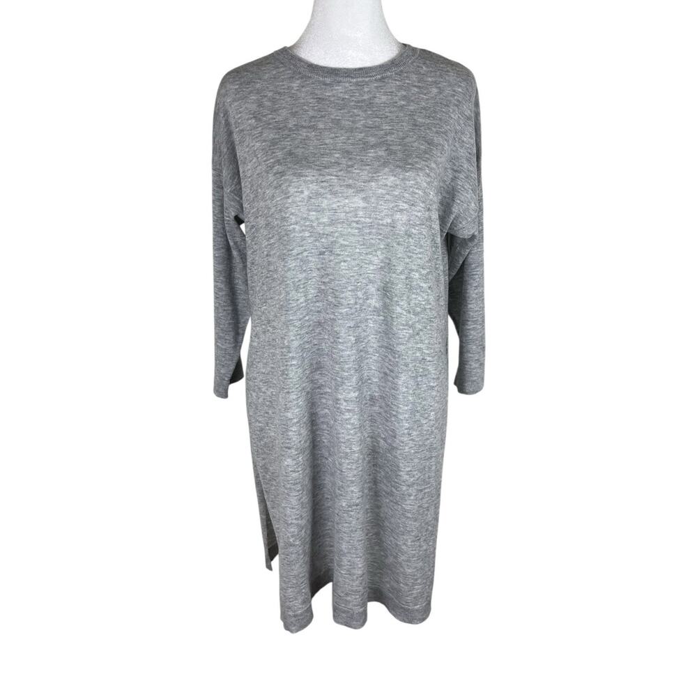 Eileen Fisher Merino Wool Alpaca Sweater Tunic Top Side Slit Minimalist Size XS